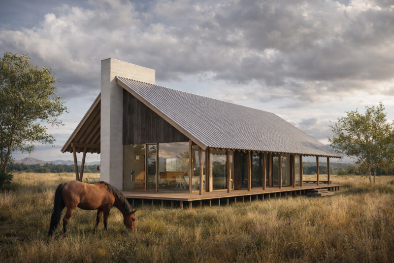 Ontwerp landelijk Biobased woning ecologische architectuur